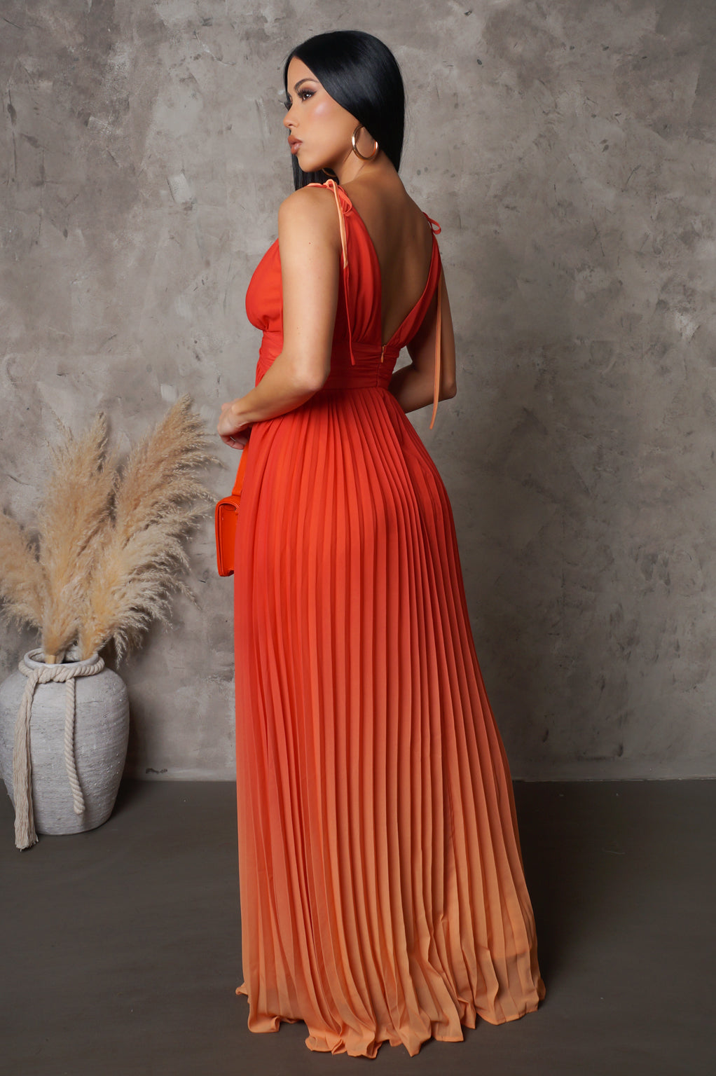 "Oh Delights" Ombre Pleated Maxi Dress