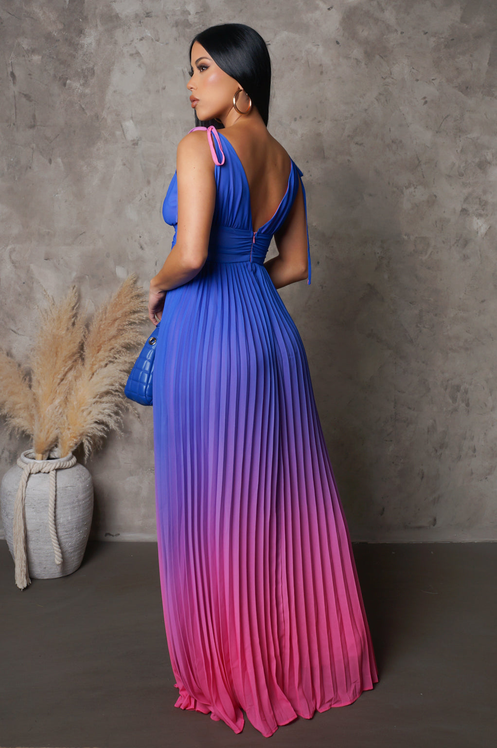 "Oh Delights" Ombre Pleated Maxi Dress
