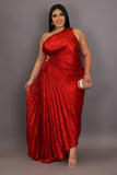 Plus Size Ringed & Pleated Maxi Dress