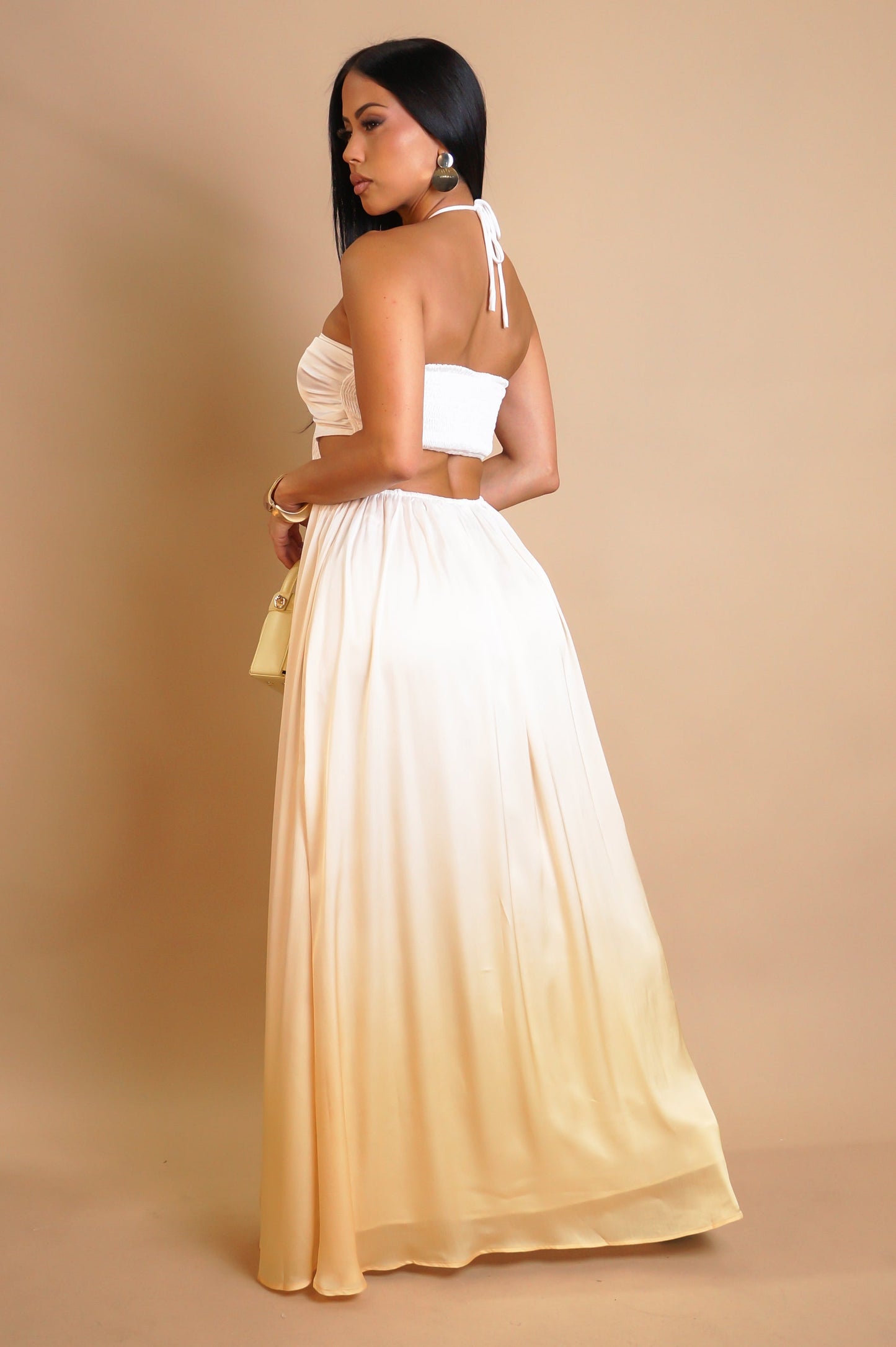 Sunrise Gradient Halter Maxi Dress- Yellow