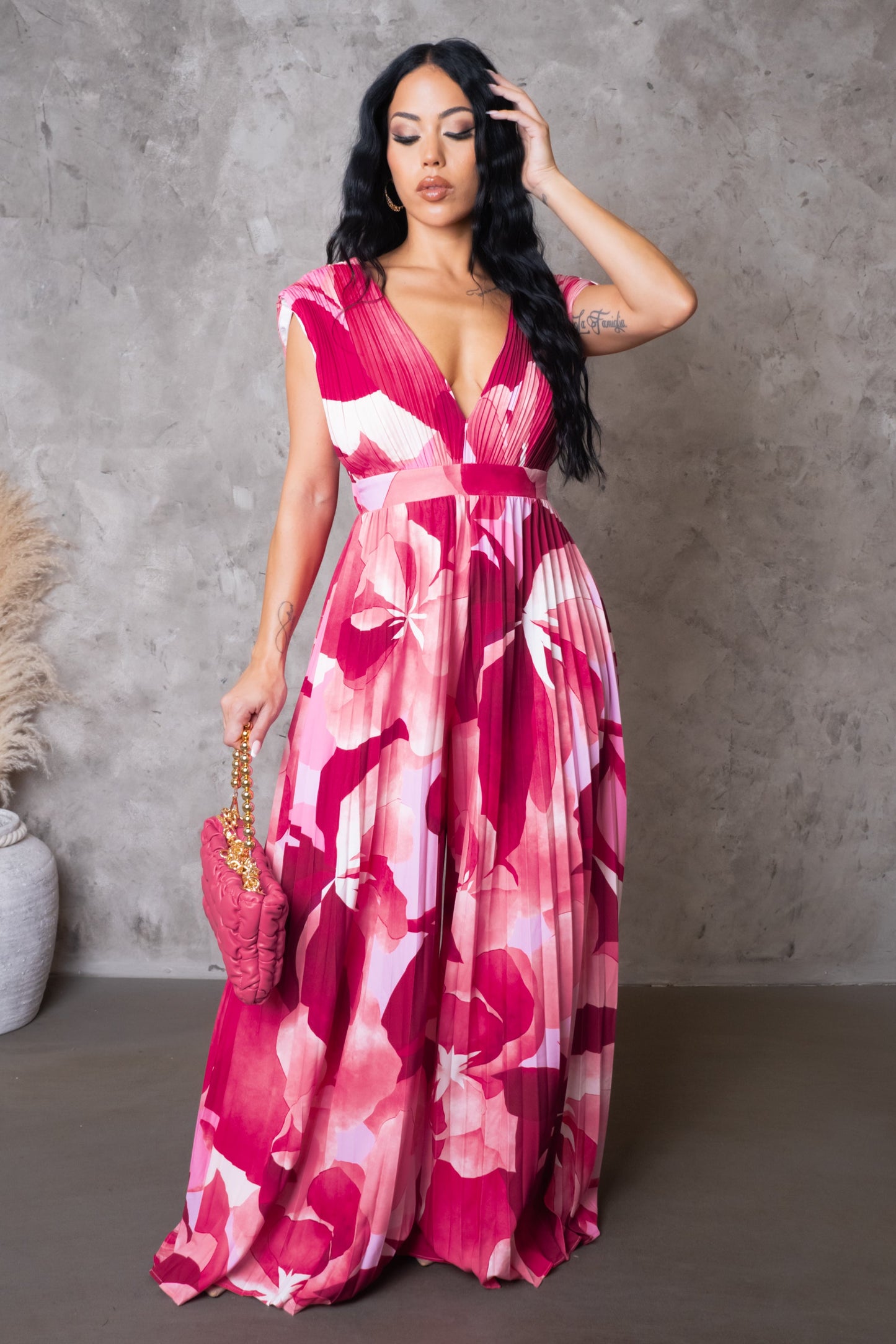 Pink Pleated Jumpsuit