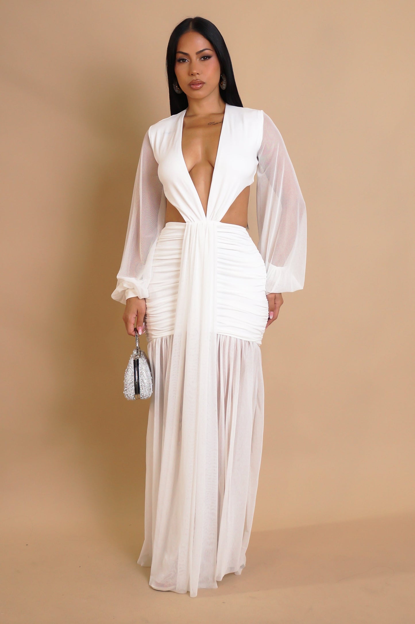 By the Pool Side Ruched Mesh Maxi Dress- 3 Colors