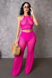 Pink Beach Crochet Pants Set