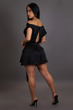 Holiday Ready Black Satin Romper