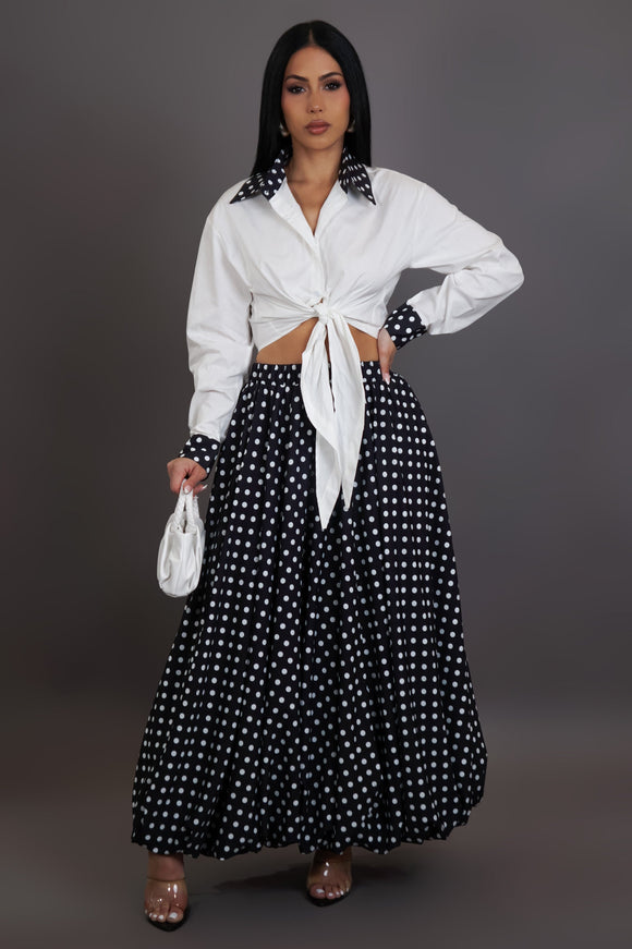 Black & White Polka Dot Skirt Set