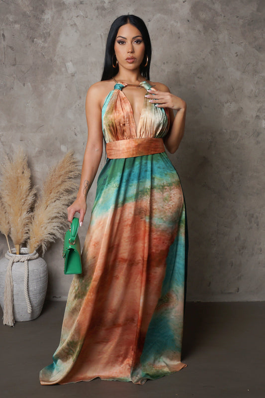 Goddess Olive Maxi Dress