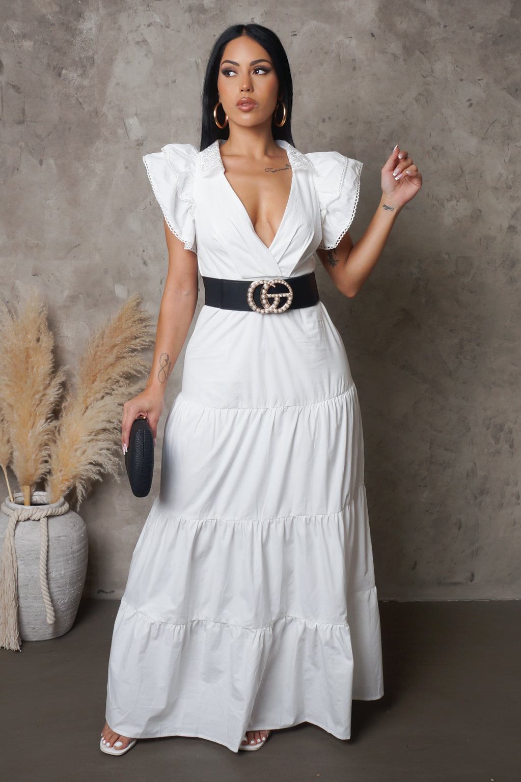 White Tiered Maxi Dress
