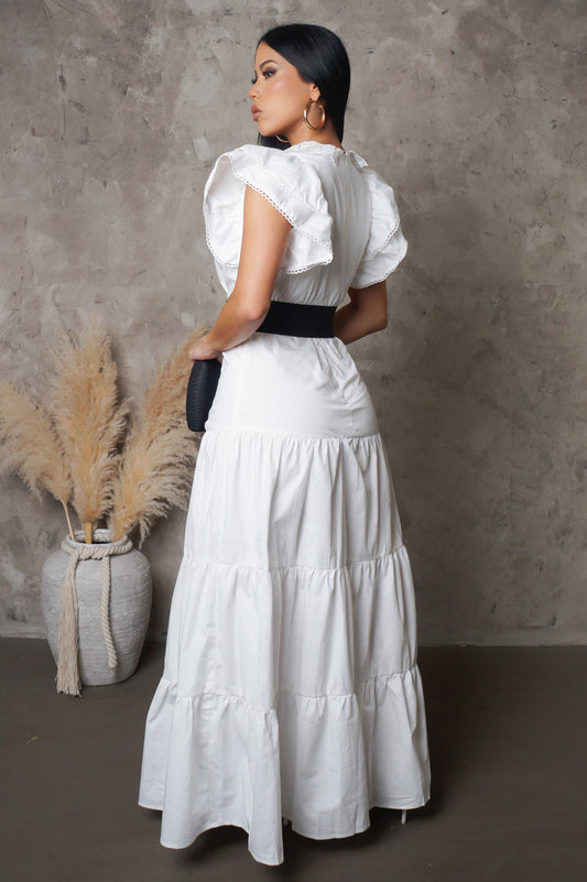White Tiered Maxi Dress