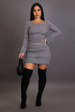 Fur Trimmed Mini Skirt & Top Set