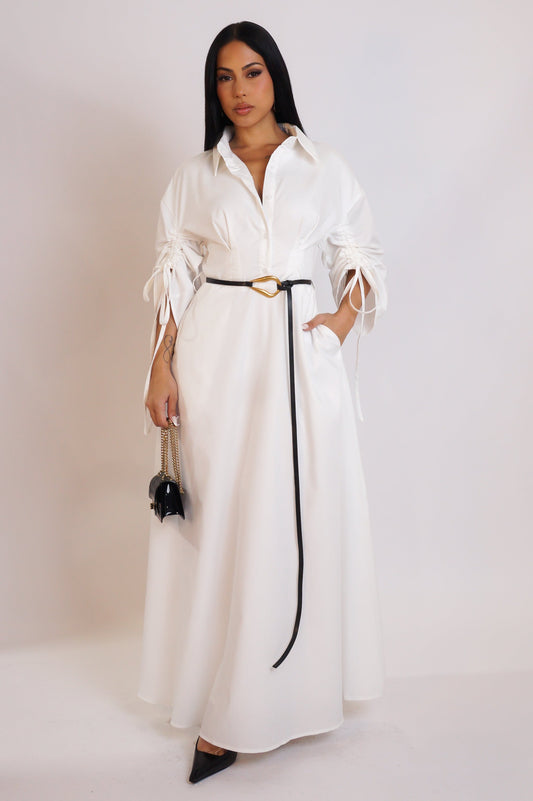 Going Out White Maxi Dress w/ Belt