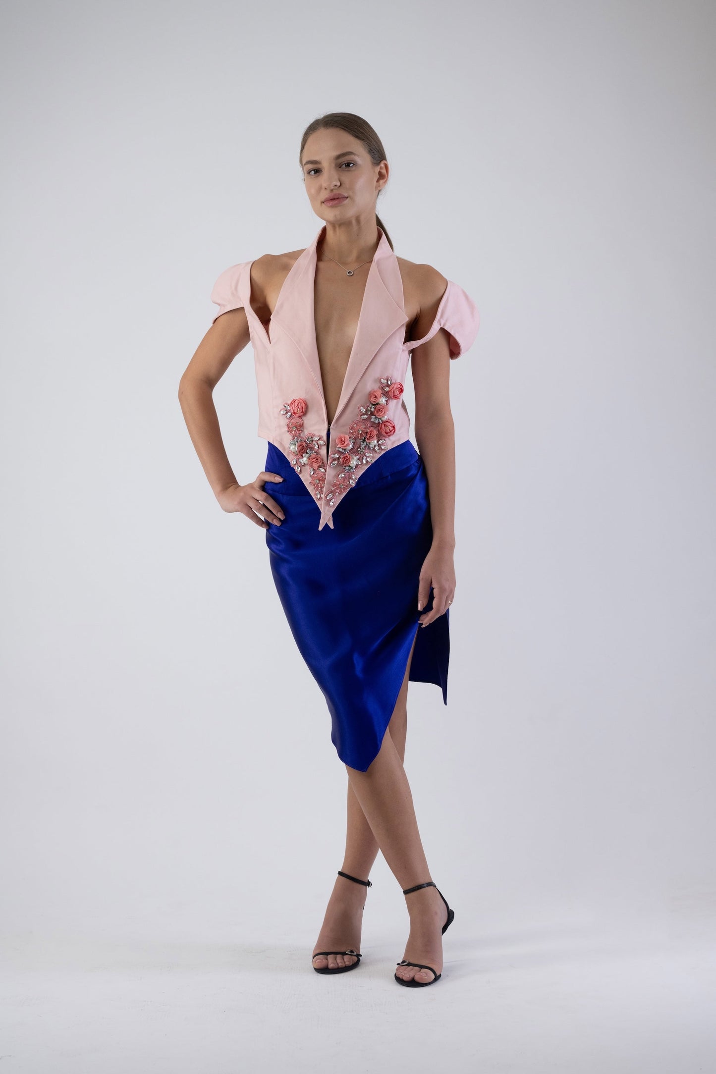 Pink Jacket with handcraft roses