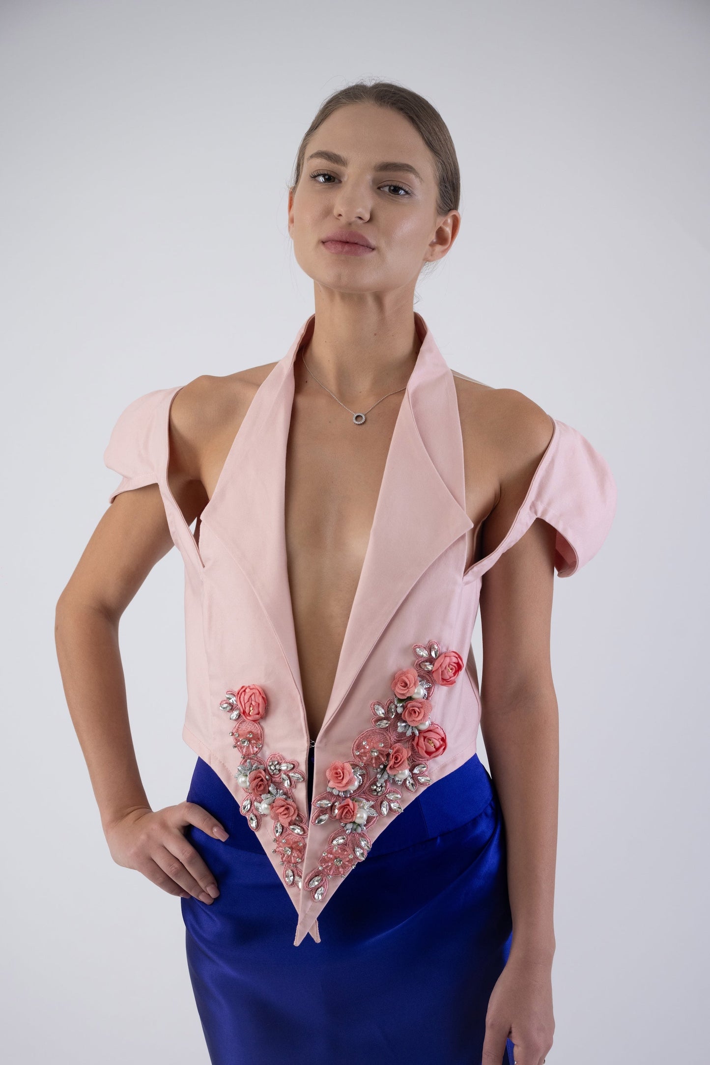Pink Jacket with handcraft roses
