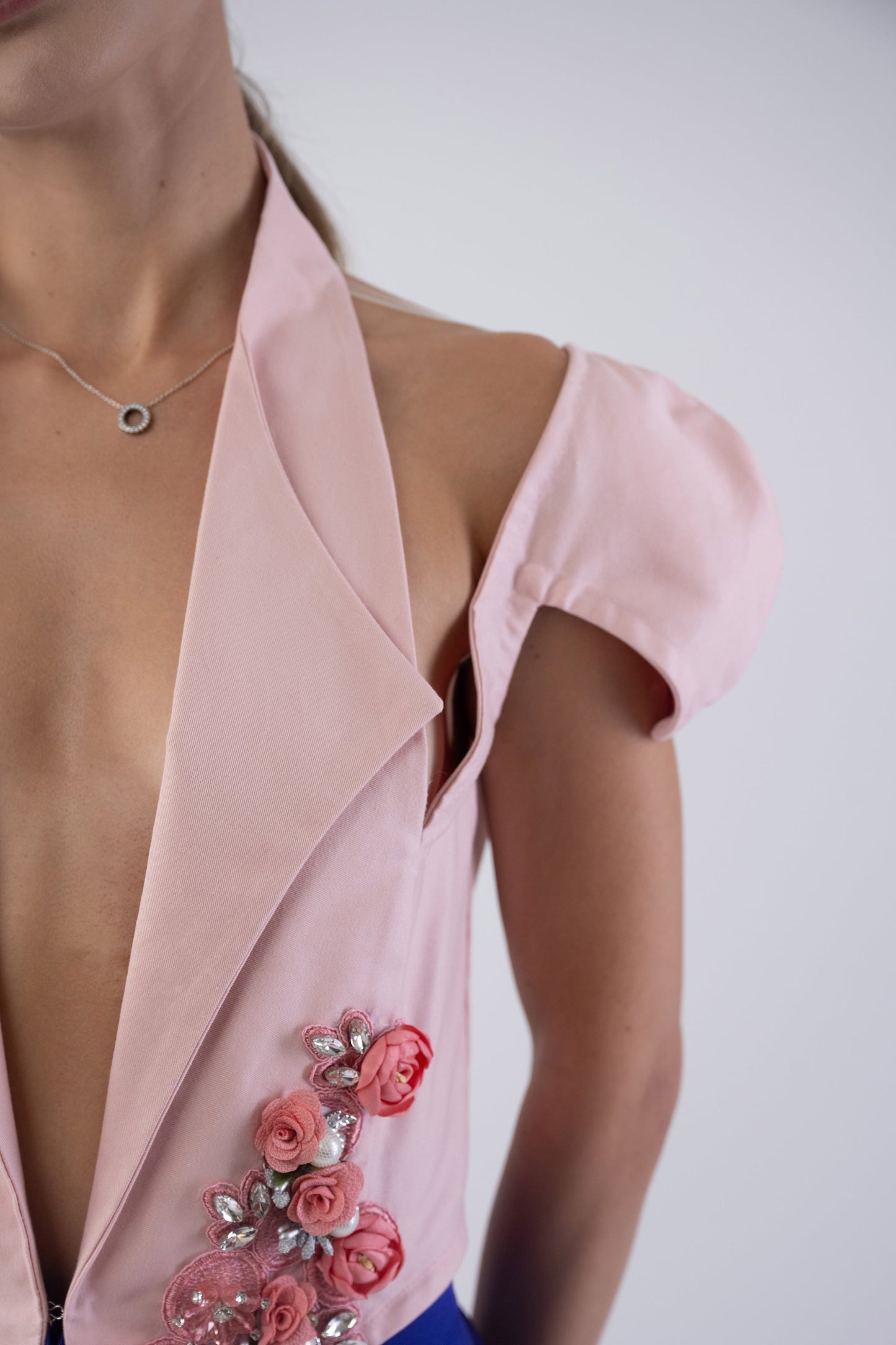 Pink Jacket with handcraft roses