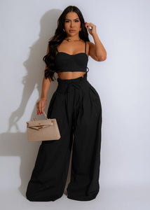 String Tied Pants & Cropped Corset Top Set