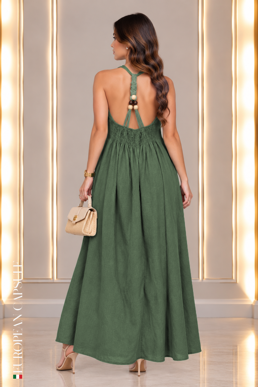Italian Linen Dress- Green