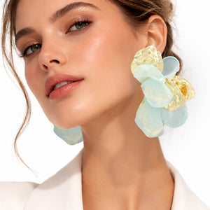 Oversized Sculpted Floral Petal Earrings