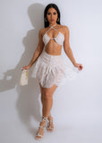 White Flare Mini Skirt & Top Set