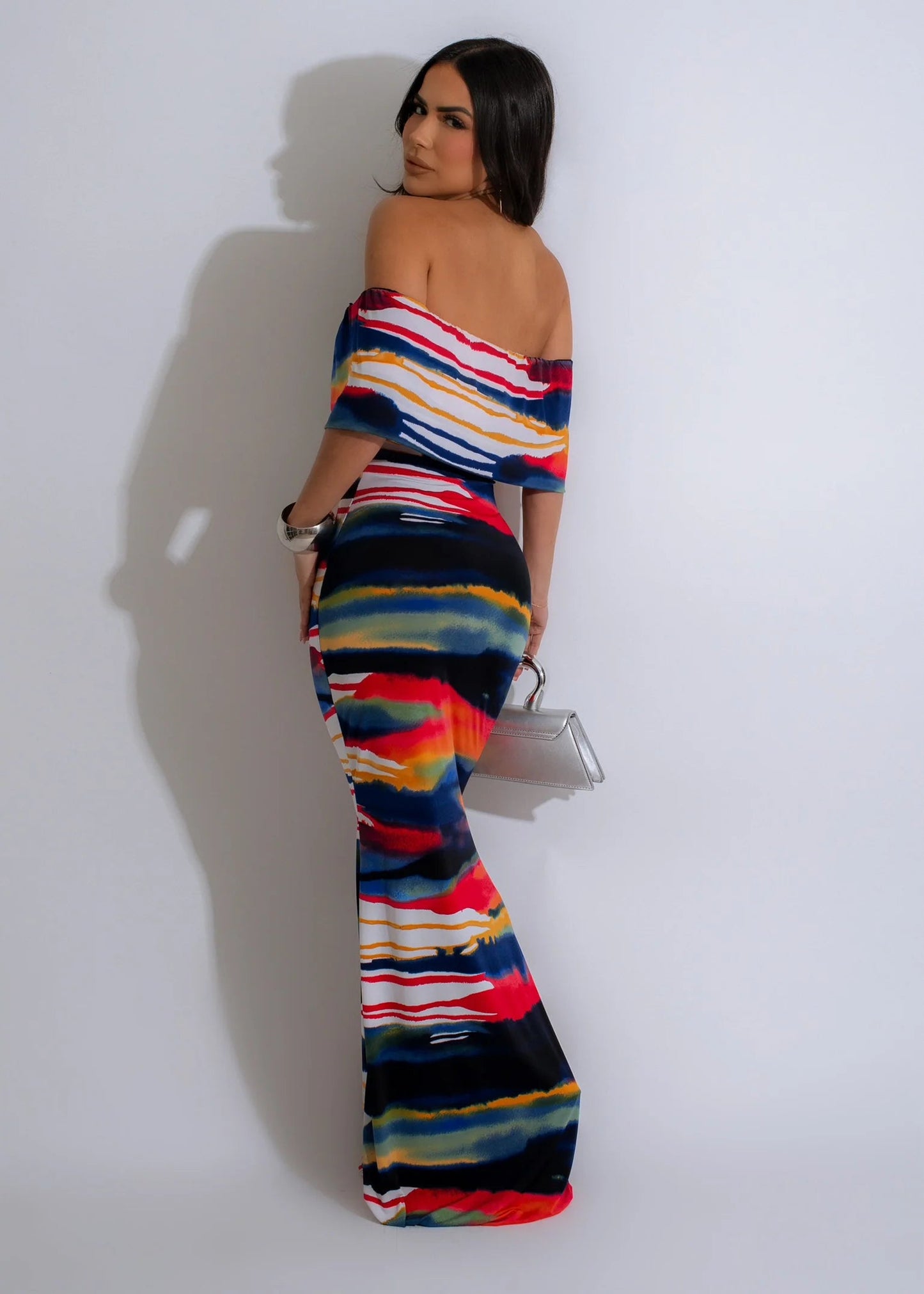 Sunset Skies Off Shoulder Maxi Dress