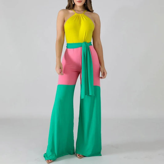Color Block Wide Leg Jumpsuit