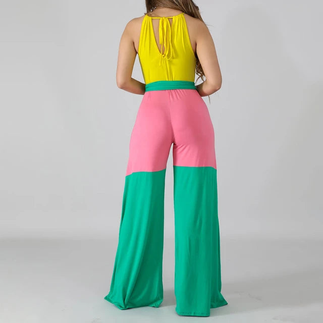 Color Block Wide Leg Jumpsuit