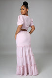 Sweet Fantasy Pink Ruffled Maxi Skirt & Top Set
