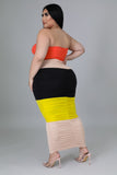 Plus Size Color Block Tube Ruched Dress