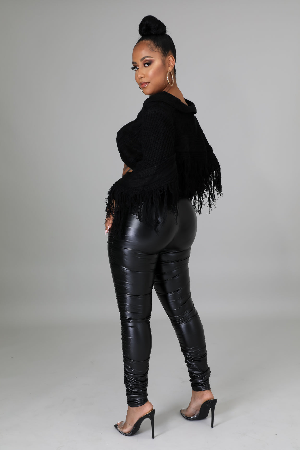 Long Sleeve Fringe Knit Sweater Top