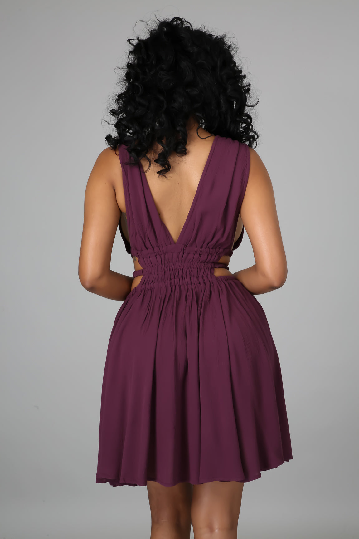 Spring Pleated Cut-Out Dress