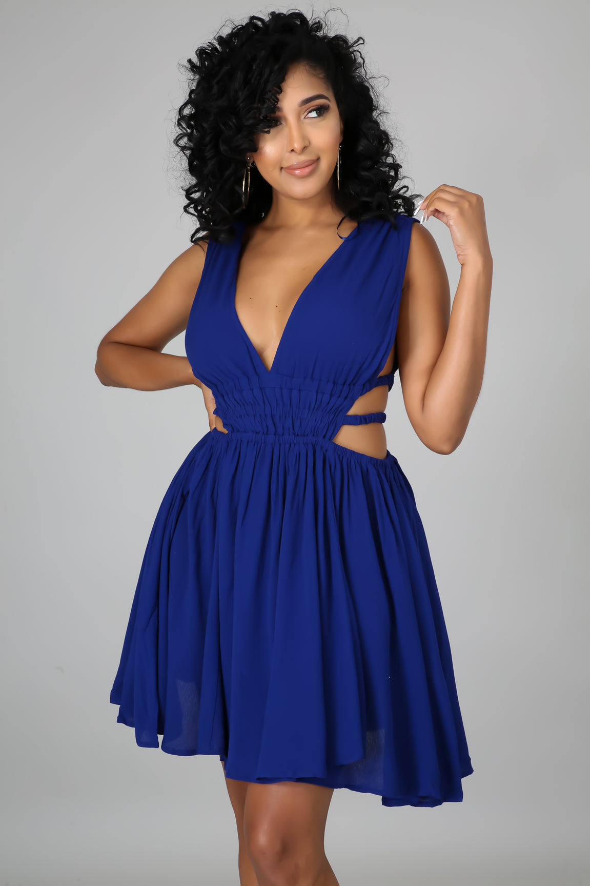 Spring Pleated Cut-Out Dress