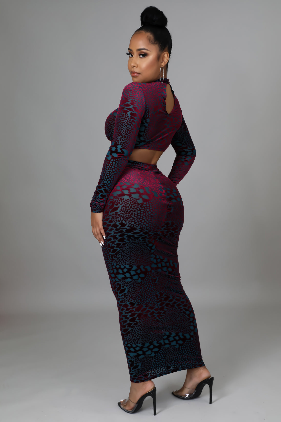 Diamond String Velvet Skirt Set