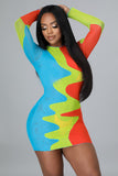 Color Spiral Mini Dress