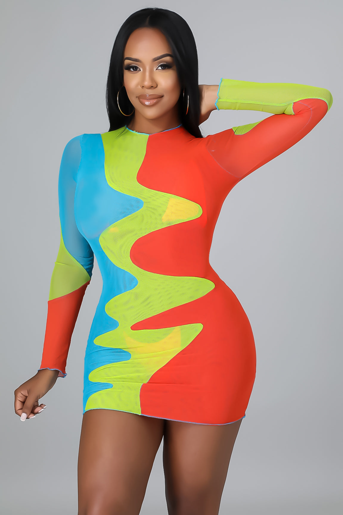 Color Spiral Mini Dress
