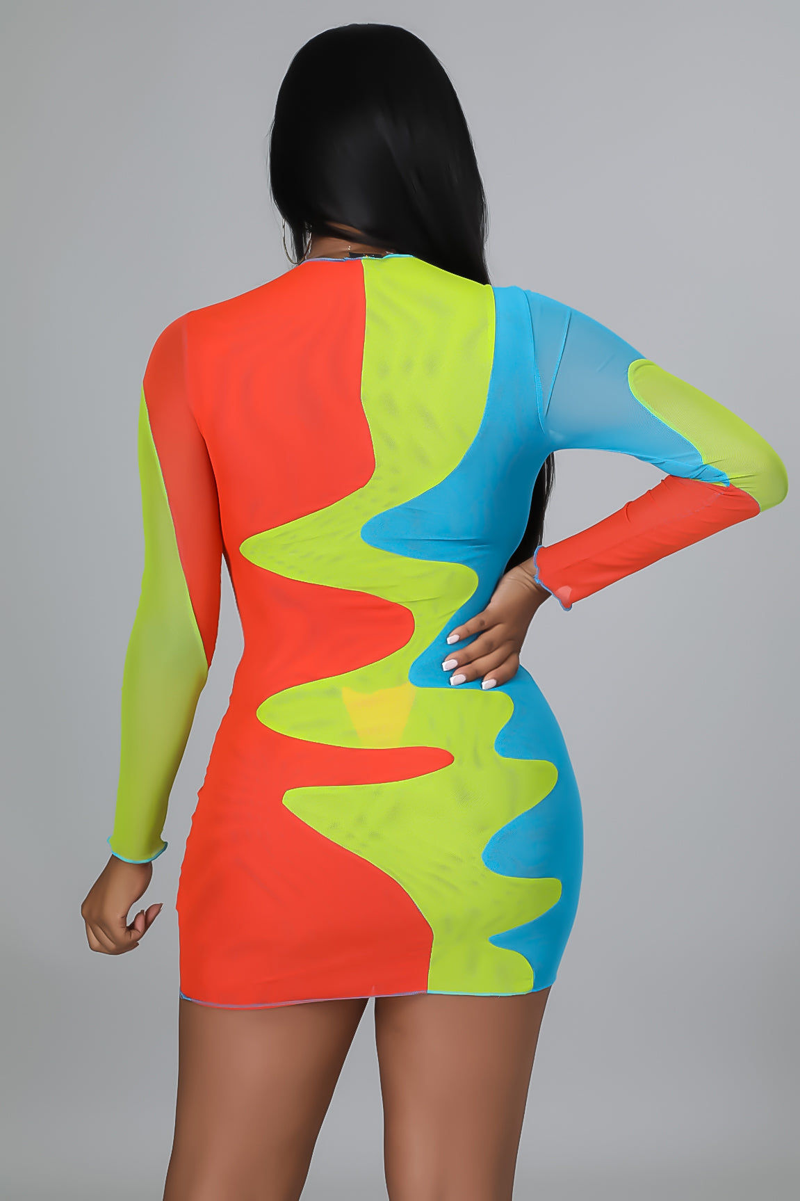 Color Spiral Mini Dress