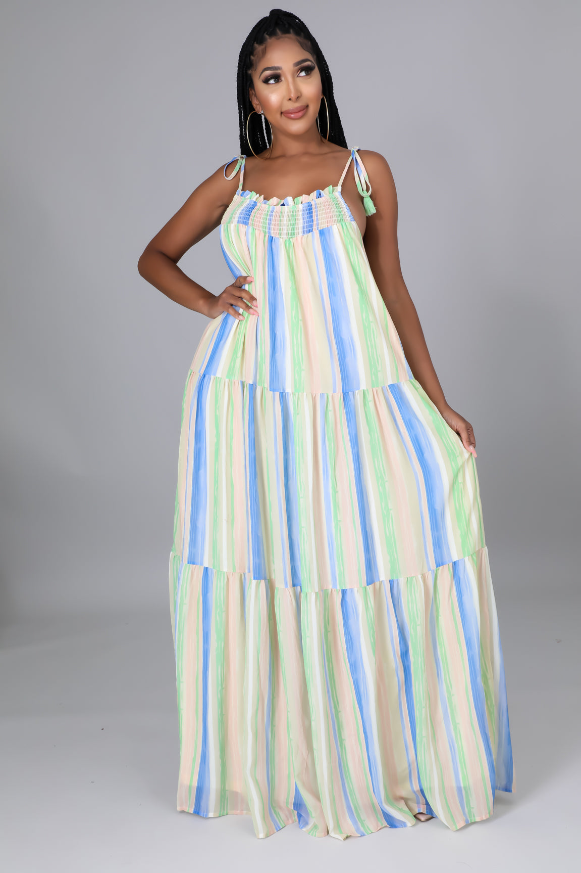 Multistriped Loose Maxi Dress
