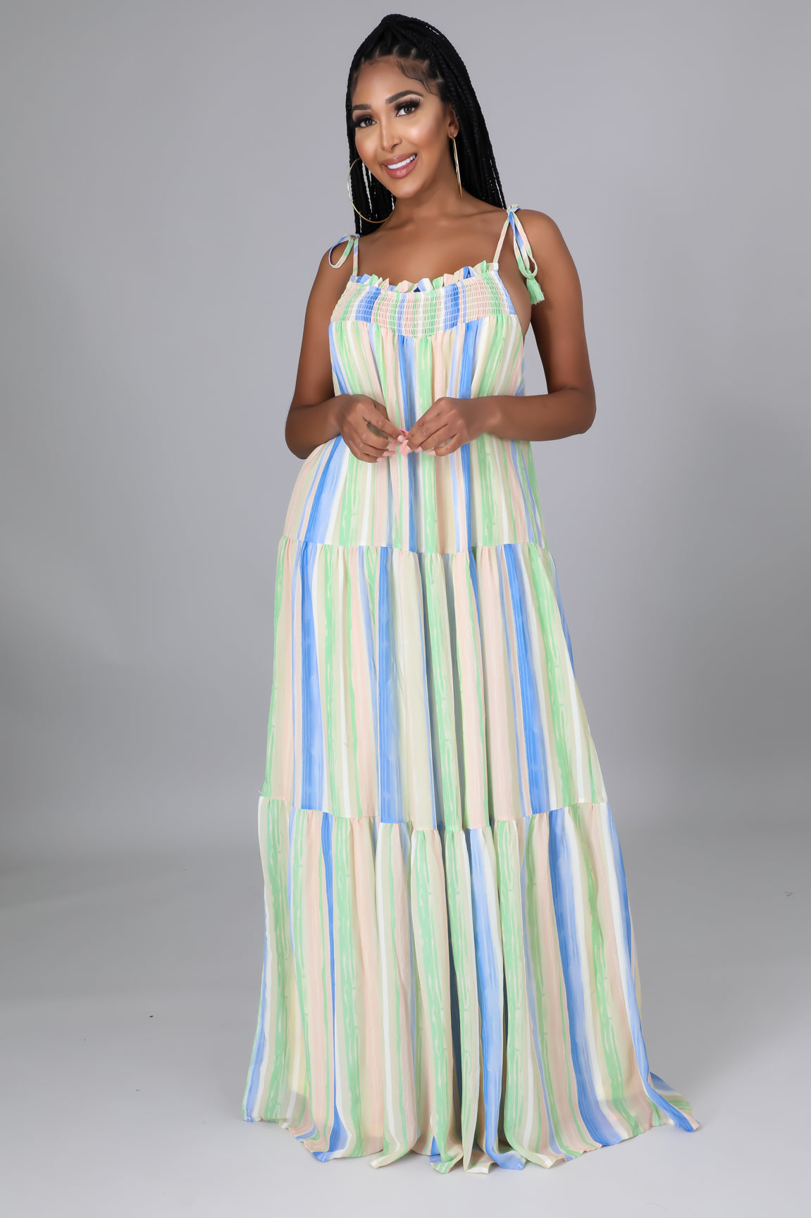 Multistriped Loose Maxi Dress