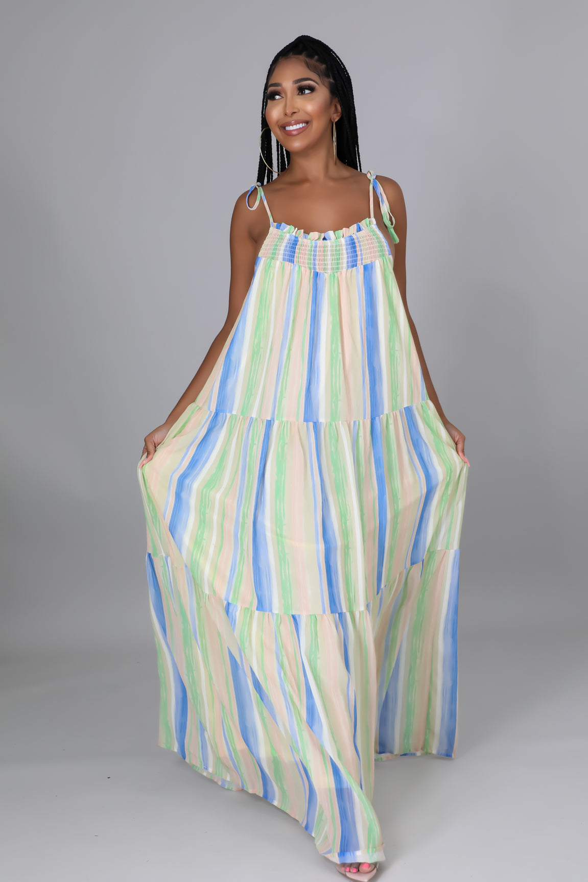 Multistriped Loose Maxi Dress