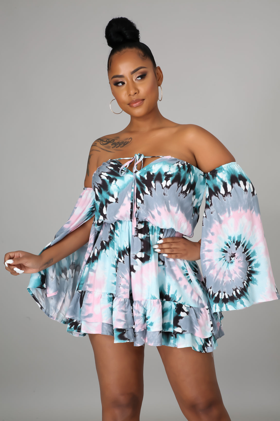 Off Shoulder Rayon Romper