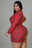 Plus Size Plaid Print Ruched Dress