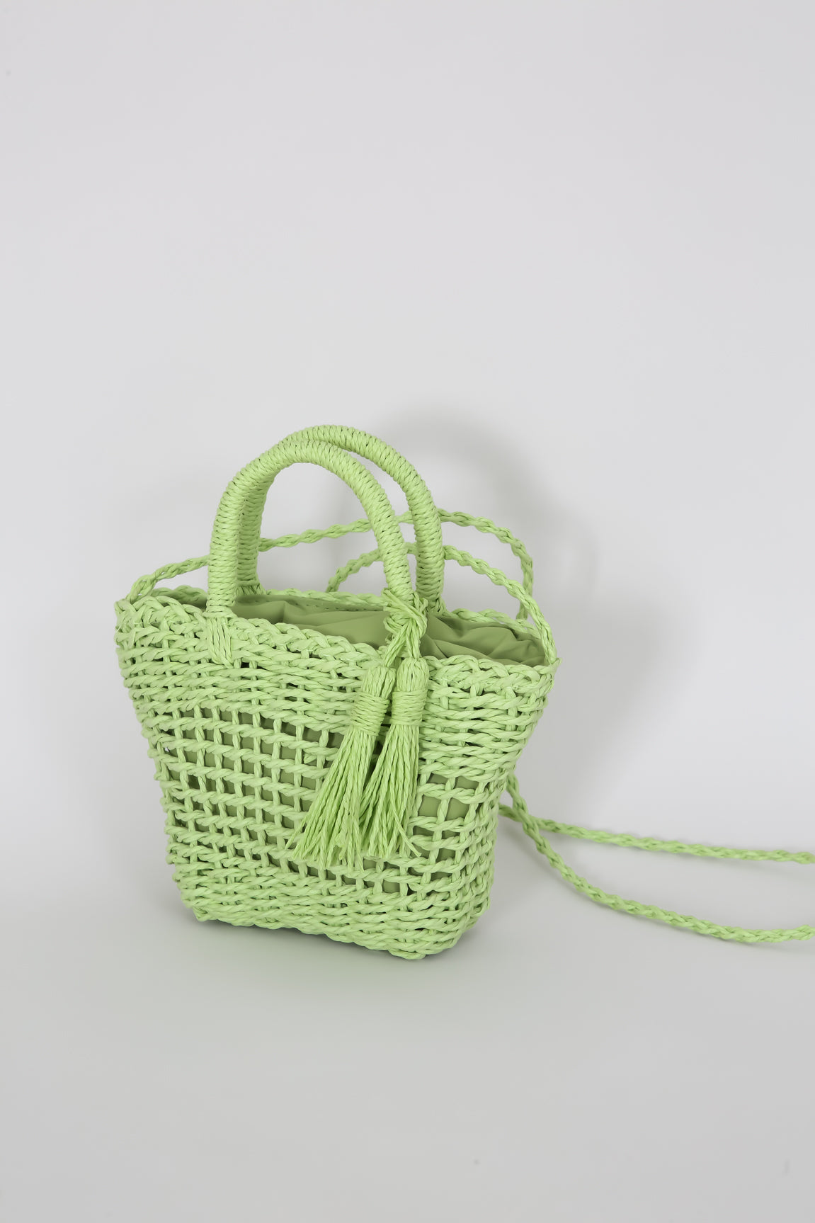Basket Style Straw Crossbody Bag- Yellow
