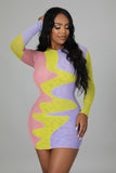 Color Spiral Mini Dress