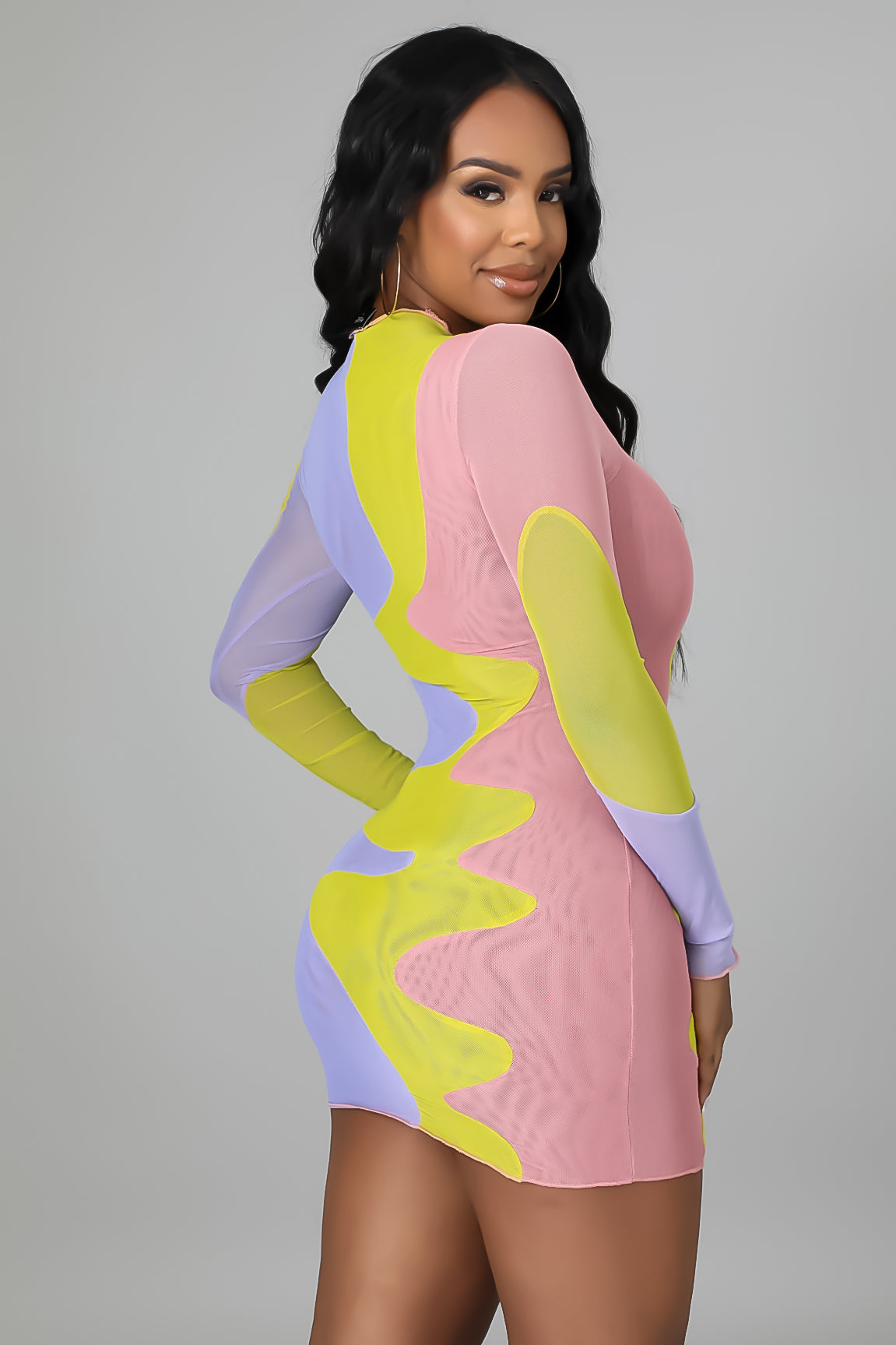 Color Spiral Mini Dress