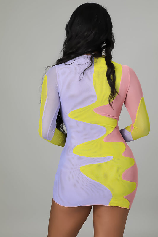 Color Spiral Mini Dress