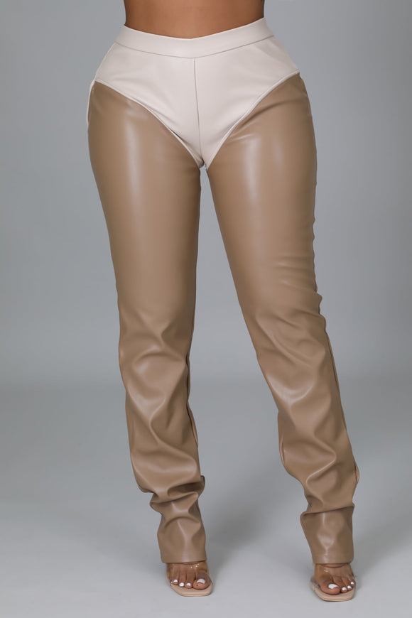 Two-Toned Faux Leather Pants