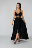Simplicity Slit Black High Low Maxi Dress
