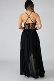Simplicity Slit Black High Low Maxi Dress