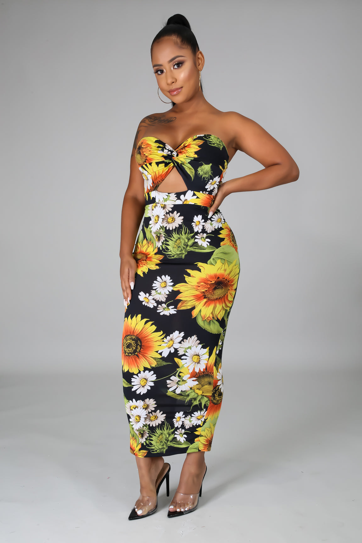 SunFlower Sleeveless Midi Dress