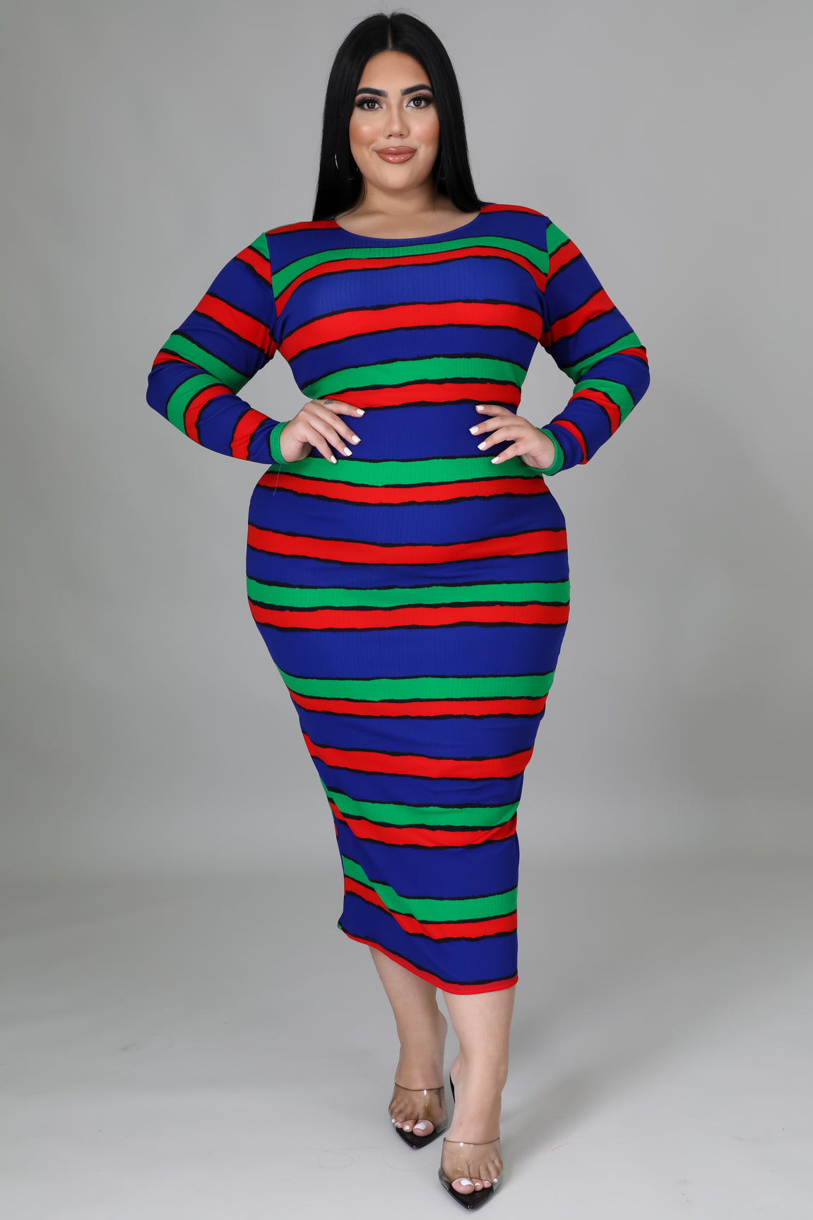 Plus Size Multicolor Striped Dress