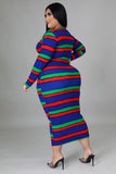 Plus Size Multicolor Striped Dress