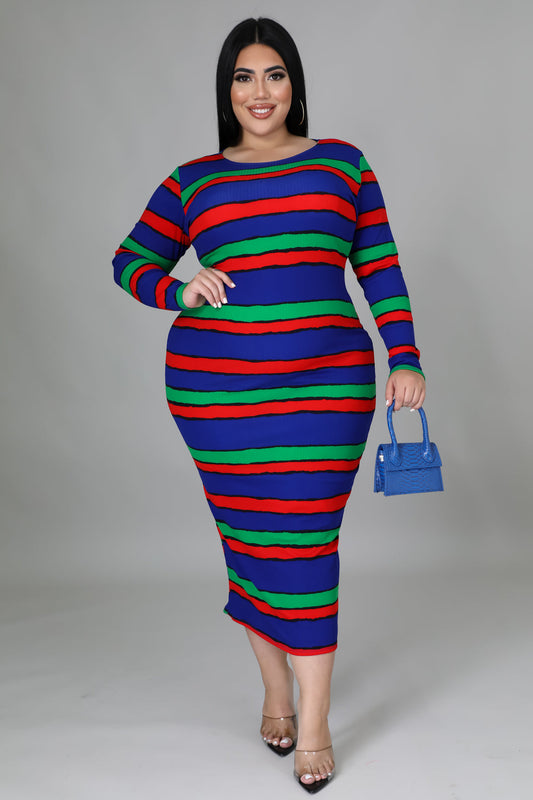 Plus Size Multicolor Striped Dress