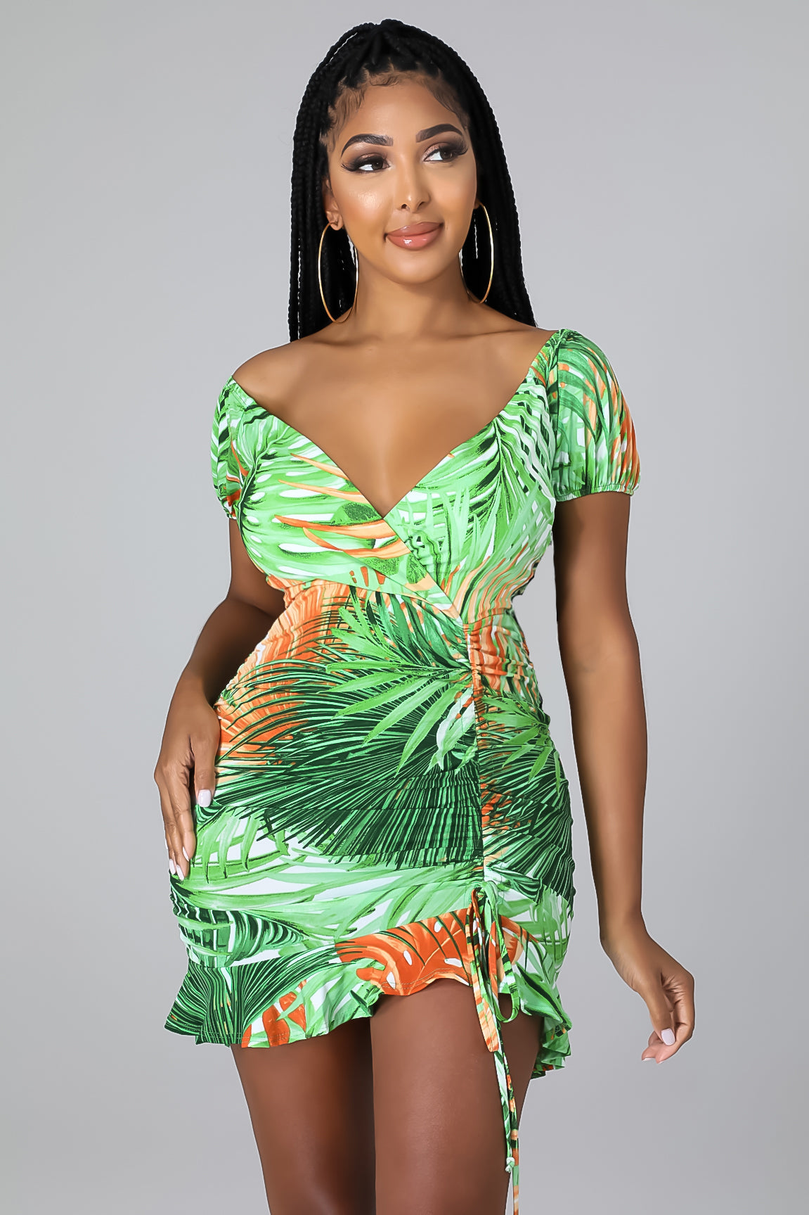 Tropical Paradise Ruched Dress